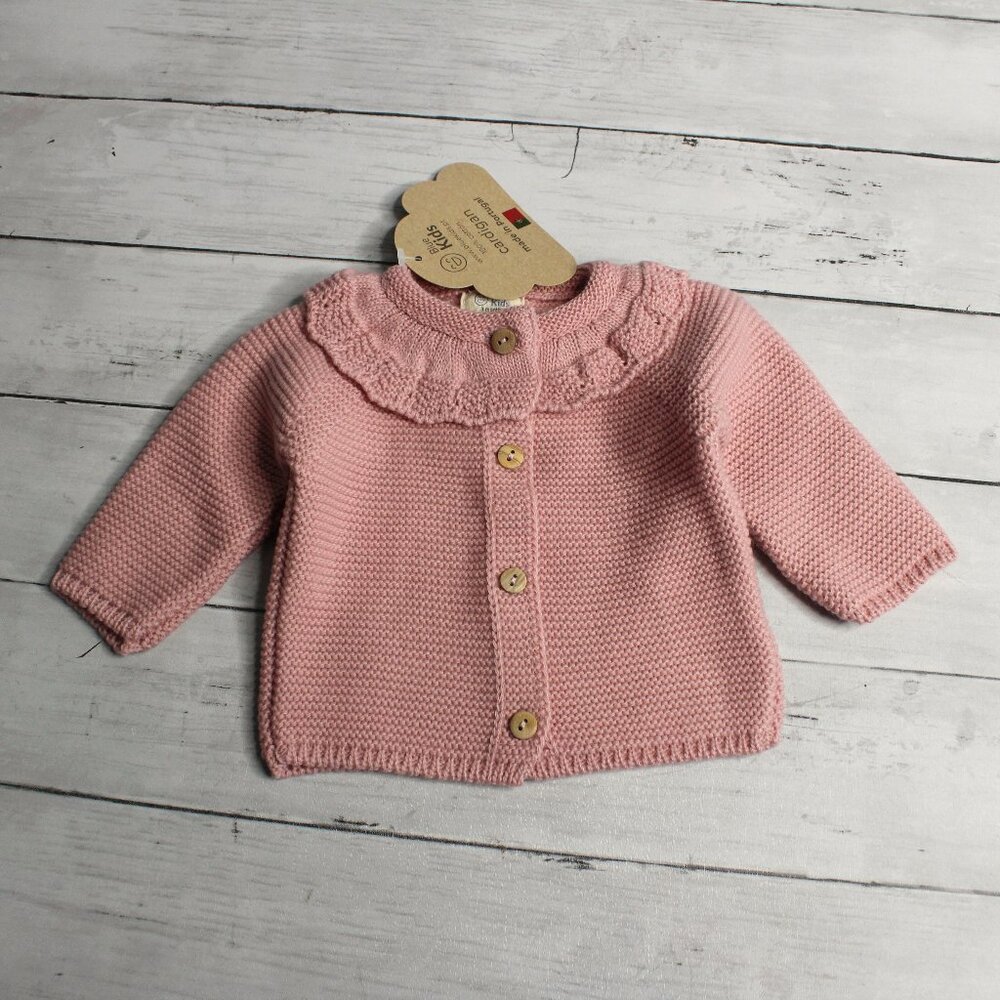 Blue Kids Baby Girl's Pink Cardigan Sweater Size 3 Months 100% Cotton